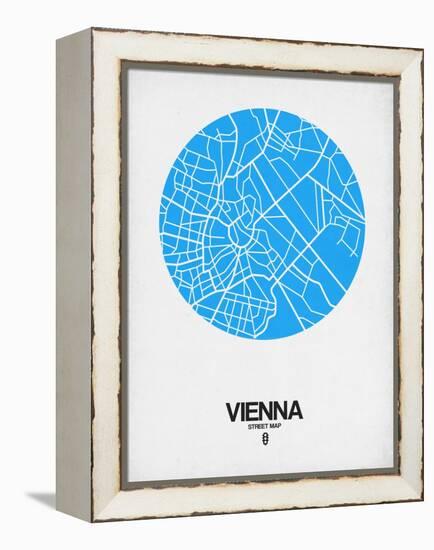 Vienna Street Map Blue-NaxArt-Framed Stretched Canvas