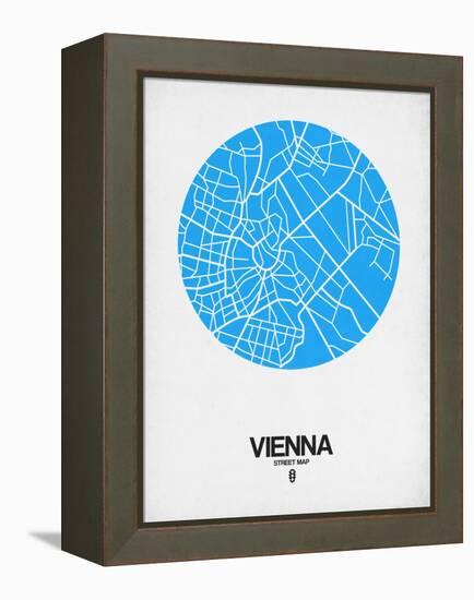 Vienna Street Map Blue-NaxArt-Framed Stretched Canvas