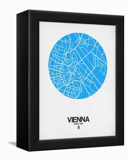 Vienna Street Map Blue-NaxArt-Framed Stretched Canvas