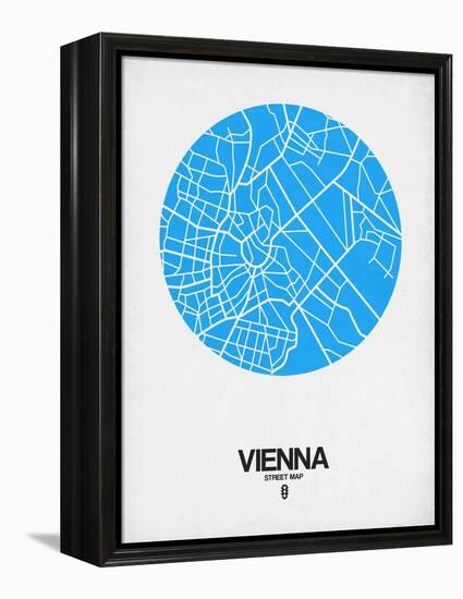 Vienna Street Map Blue-NaxArt-Framed Stretched Canvas