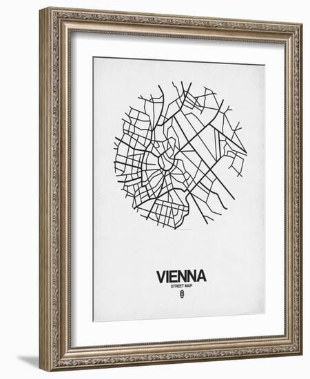Vienna Street Map White-NaxArt-Framed Art Print