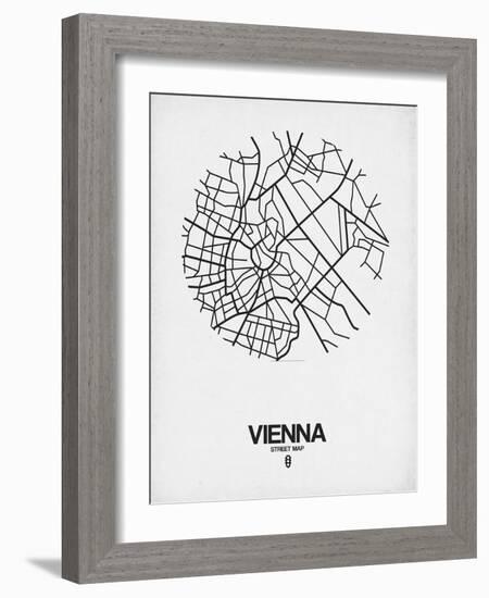 Vienna Street Map White-NaxArt-Framed Art Print