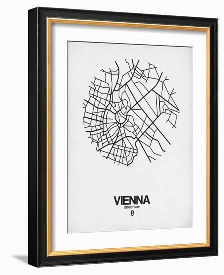 Vienna Street Map White-NaxArt-Framed Art Print