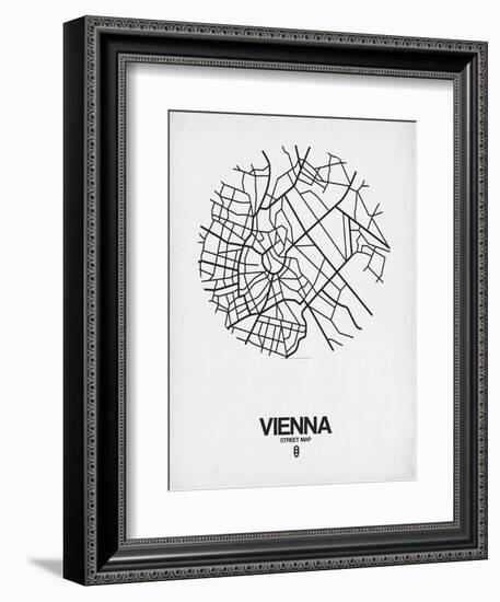 Vienna Street Map White-NaxArt-Framed Art Print