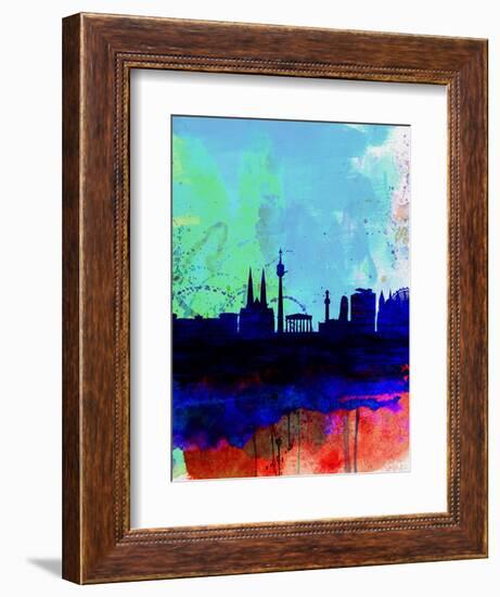 Vienna Watercolor Skyline-NaxArt-Framed Art Print