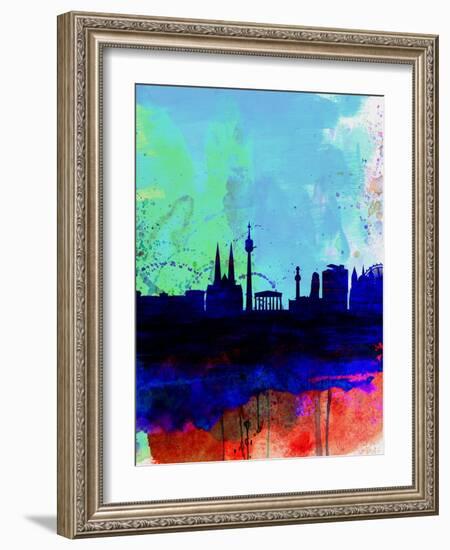 Vienna Watercolor Skyline-NaxArt-Framed Art Print