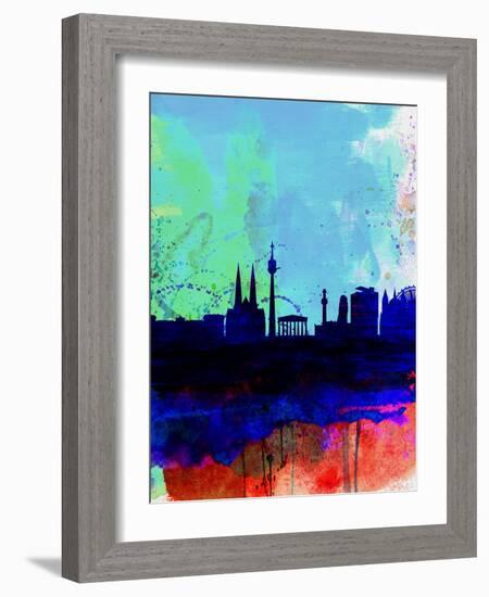 Vienna Watercolor Skyline-NaxArt-Framed Art Print