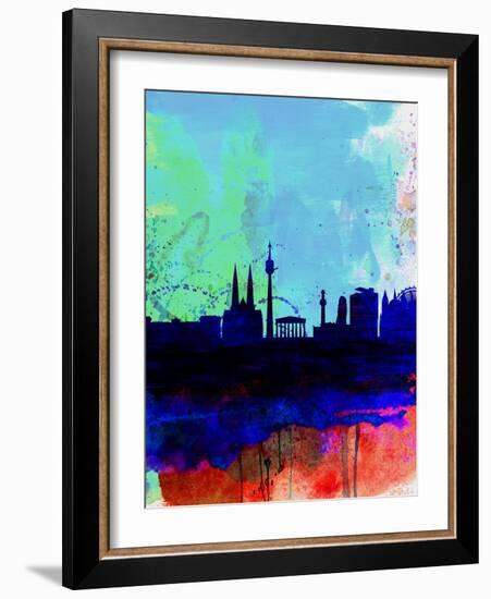 Vienna Watercolor Skyline-NaxArt-Framed Art Print