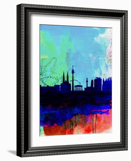 Vienna Watercolor Skyline-NaxArt-Framed Art Print