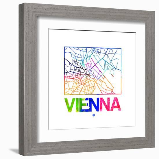 Vienna Watercolor Street Map-NaxArt-Framed Art Print