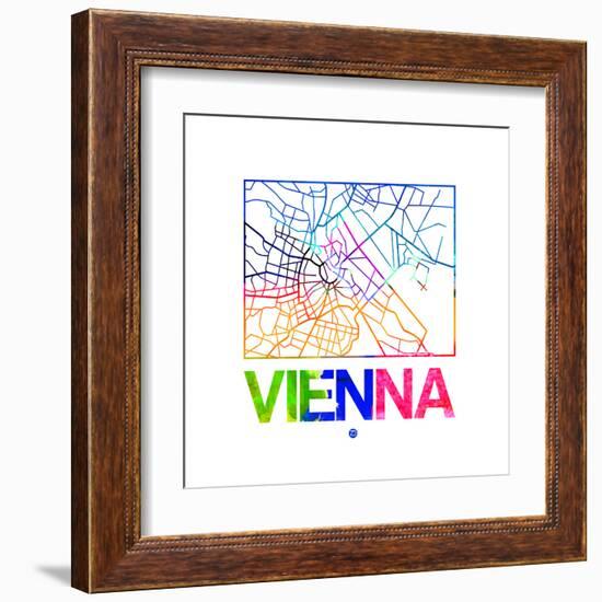 Vienna Watercolor Street Map-NaxArt-Framed Art Print