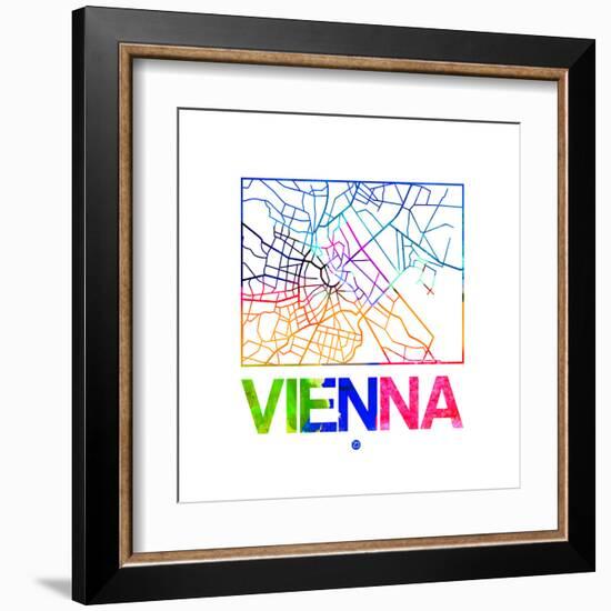 Vienna Watercolor Street Map-NaxArt-Framed Art Print