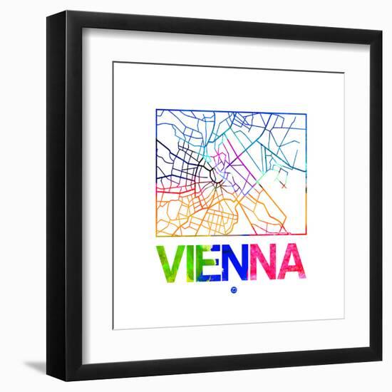 Vienna Watercolor Street Map-NaxArt-Framed Art Print