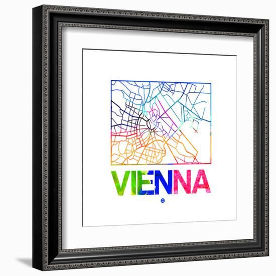 Vienna Watercolor Street Map-NaxArt-Framed Art Print