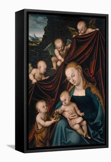 'Vierge a L'enfant Avec Saint Jean Baptiste Entoures D'anges  (The Virgin and Child with Saint John-Lucas the Elder Cranach-Framed Premier Image Canvas