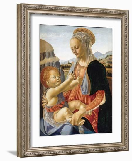 Vierge a L'enfant  Peinture Sur Bois D'andrea Del Verrocchio (1437-1488) 1466-1470 Dim 67.3 X 49.4-Andrea del Verrocchio-Framed Giclee Print