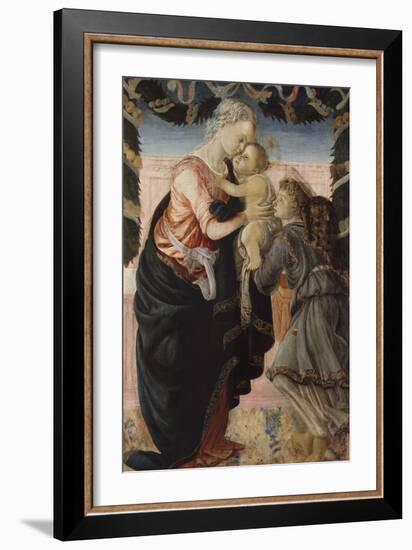 Vierge à l'Enfant soutenu par un ange-Sandro Botticelli-Framed Giclee Print