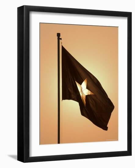 Vietnam Flag at Sunset, Hanoi, Northern Vietnam, Vietnam, Southeast Asia-Christian Kober-Framed Photographic Print