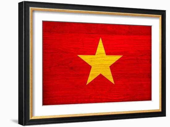 Vietnam Flag Design with Wood Patterning - Flags of the World Series-Philippe Hugonnard-Framed Art Print