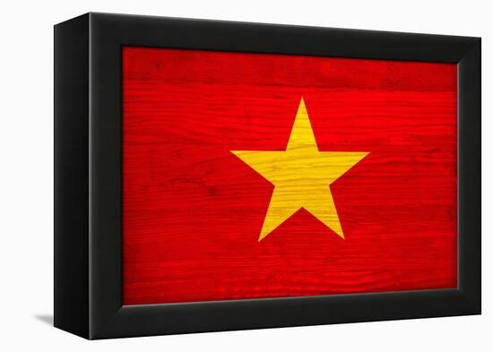 Vietnam Flag Design with Wood Patterning - Flags of the World Series-Philippe Hugonnard-Framed Stretched Canvas