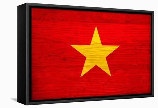 Vietnam Flag Design with Wood Patterning - Flags of the World Series-Philippe Hugonnard-Framed Stretched Canvas