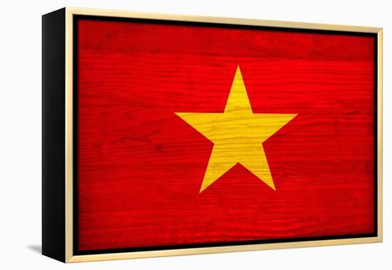 Vietnam Flag Design with Wood Patterning - Flags of the World Series-Philippe Hugonnard-Framed Stretched Canvas