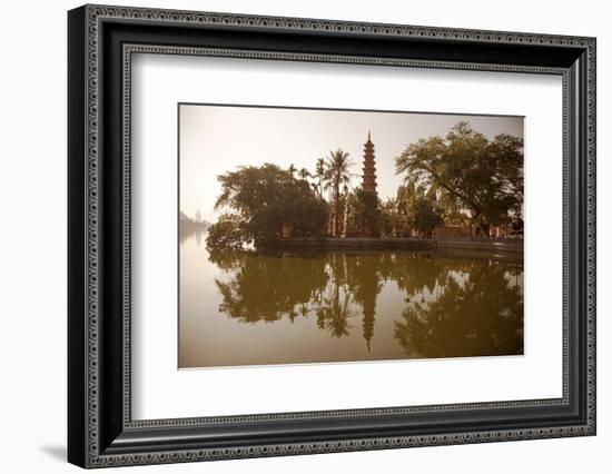 Vietnam, Ha Noi, West Lake. the Ancient Tran Quoc Pagoda Sits Surrounded by Vegetation-Niels Van Gijn-Framed Photographic Print