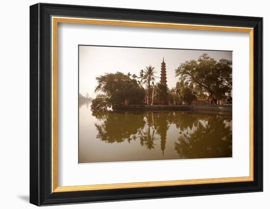 Vietnam, Ha Noi, West Lake. the Ancient Tran Quoc Pagoda Sits Surrounded by Vegetation-Niels Van Gijn-Framed Photographic Print