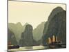 Vietnam, Halong Bay and Tourist Junk Boat-Steve Vidler-Mounted Photographic Print