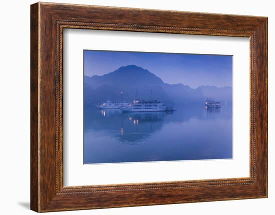 Vietnam, Halong Bay, Tourist Boats, Dawn-Walter Bibikow-Framed Photographic Print
