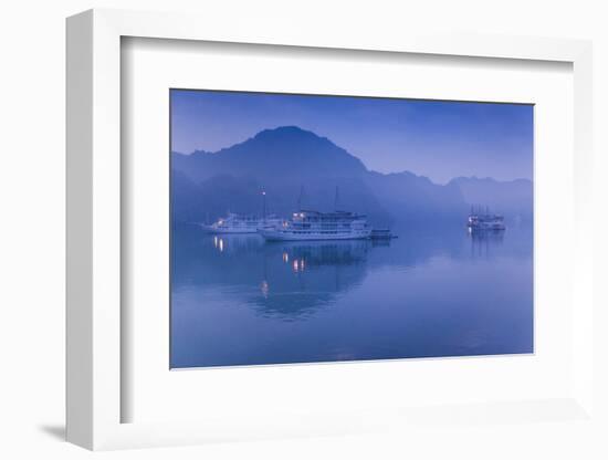 Vietnam, Halong Bay, Tourist Boats, Dawn-Walter Bibikow-Framed Photographic Print