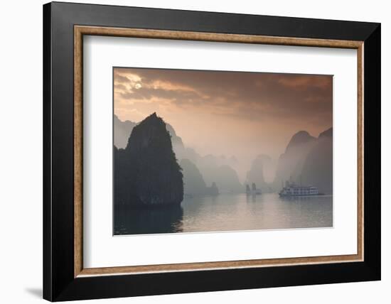 Vietnam, Halong Bay, Tourist Boats, Sunrise-Walter Bibikow-Framed Photographic Print