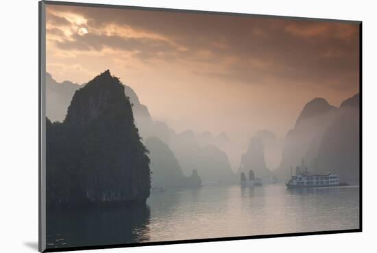 Vietnam, Halong Bay, Tourist Boats, Sunrise-Walter Bibikow-Mounted Photographic Print