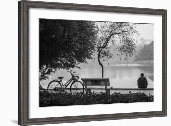 Vietnam, Hanoi. Hoan Kiem Lake with People-Walter Bibikow-Framed Photographic Print