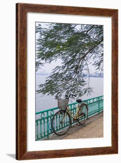 Vietnam, Hanoi. Tay Ho, West Lake, Bicycle-Walter Bibikow-Framed Photographic Print