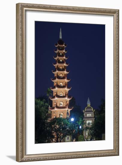 Vietnam, Hanoi. Tay Ho, West Lake, Tran Quoc Pagoda, Dusk-Walter Bibikow-Framed Photographic Print