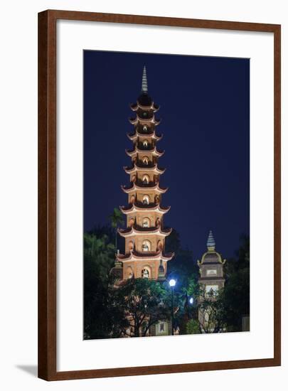 Vietnam, Hanoi. Tay Ho, West Lake, Tran Quoc Pagoda, Dusk-Walter Bibikow-Framed Photographic Print