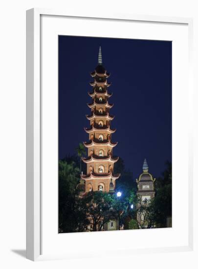 Vietnam, Hanoi. Tay Ho, West Lake, Tran Quoc Pagoda, Dusk-Walter Bibikow-Framed Photographic Print