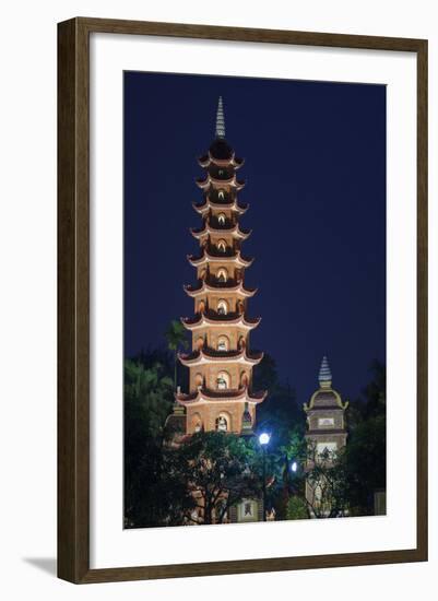 Vietnam, Hanoi. Tay Ho, West Lake, Tran Quoc Pagoda, Dusk-Walter Bibikow-Framed Photographic Print