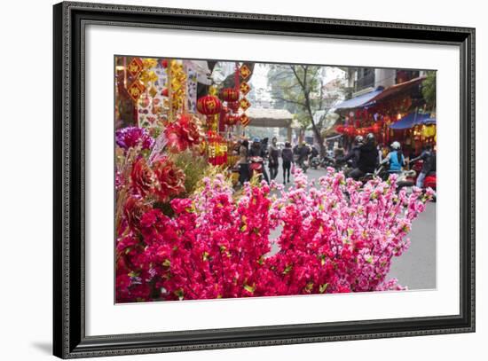 Vietnam, Hanoi. Tet Lunar New Year, Cherry Blossoms for Sale-Walter Bibikow-Framed Photographic Print