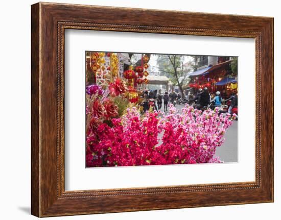 Vietnam, Hanoi. Tet Lunar New Year, Cherry Blossoms for Sale-Walter Bibikow-Framed Photographic Print