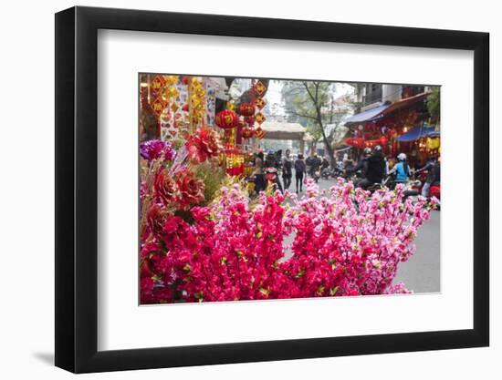 Vietnam, Hanoi. Tet Lunar New Year, Cherry Blossoms for Sale-Walter Bibikow-Framed Photographic Print