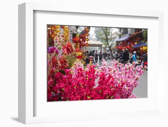 Vietnam, Hanoi. Tet Lunar New Year, Cherry Blossoms for Sale-Walter Bibikow-Framed Photographic Print