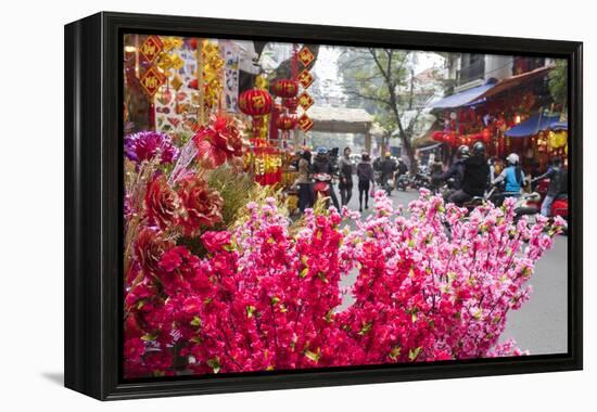 Vietnam, Hanoi. Tet Lunar New Year, Cherry Blossoms for Sale-Walter Bibikow-Framed Premier Image Canvas