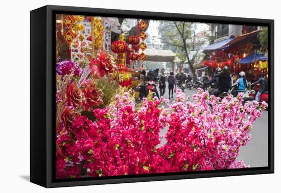 Vietnam, Hanoi. Tet Lunar New Year, Cherry Blossoms for Sale-Walter Bibikow-Framed Premier Image Canvas