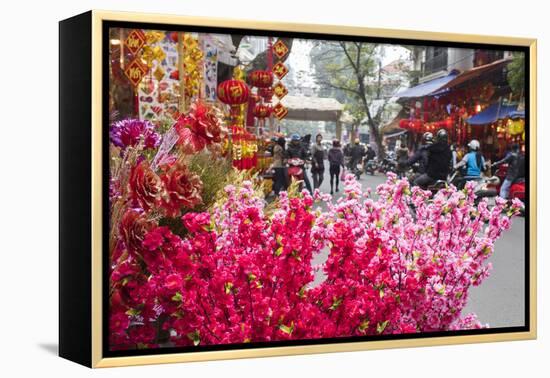 Vietnam, Hanoi. Tet Lunar New Year, Cherry Blossoms for Sale-Walter Bibikow-Framed Premier Image Canvas