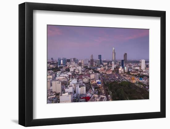 Vietnam, Ho Chi Minh City. Elevated City View Above Quach Thi Trang Circle, Dusk-Walter Bibikow-Framed Photographic Print