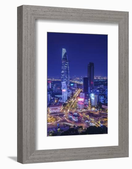 Vietnam, Ho Chi Minh City. Elevated City View Above Quach Thi Trang Circle, Dusk-Walter Bibikow-Framed Photographic Print