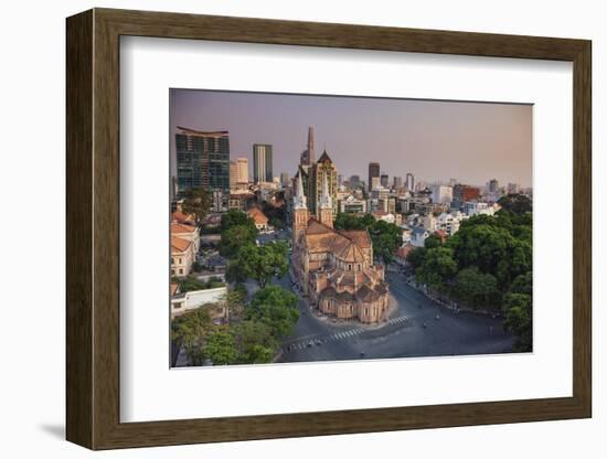 Vietnam, Ho Chi Minh City (Saigon), Notre Dame Cathedral and City Skyline-Michele Falzone-Framed Photographic Print