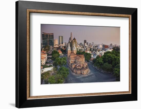 Vietnam, Ho Chi Minh City (Saigon), Notre Dame Cathedral and City Skyline-Michele Falzone-Framed Photographic Print